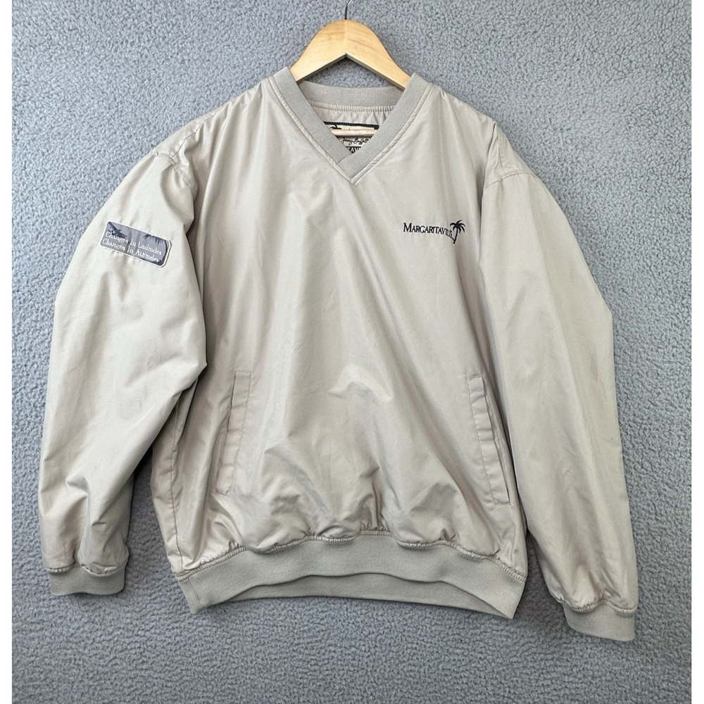 Margaritaville Windbreaker Pullover Mens Large Beige V-Neck Changes In Latitude